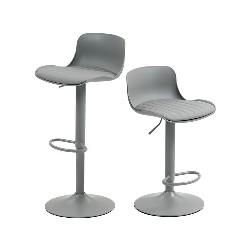 Counter Height Bar Stools Set of 2, Height Adjustable Swivel Bar Stools, Armless PU Leather Kitchen Island Chairs