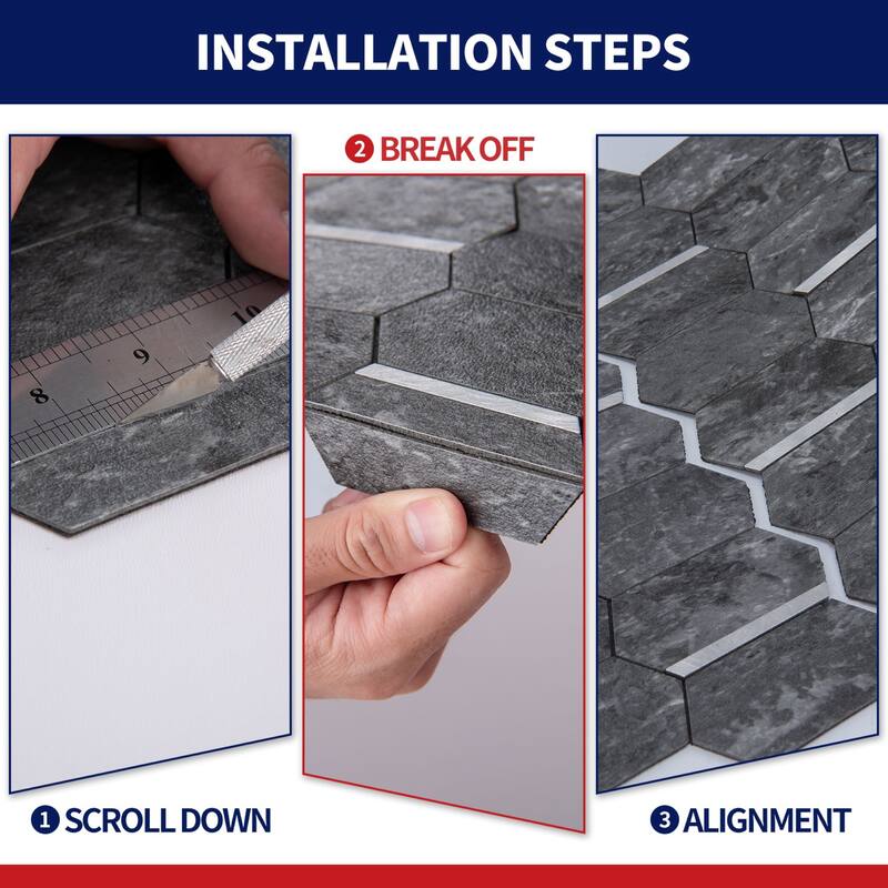 Art3d 10-Sheet Hexagon Tile Peel and Stick Backsplash,12.5X12in