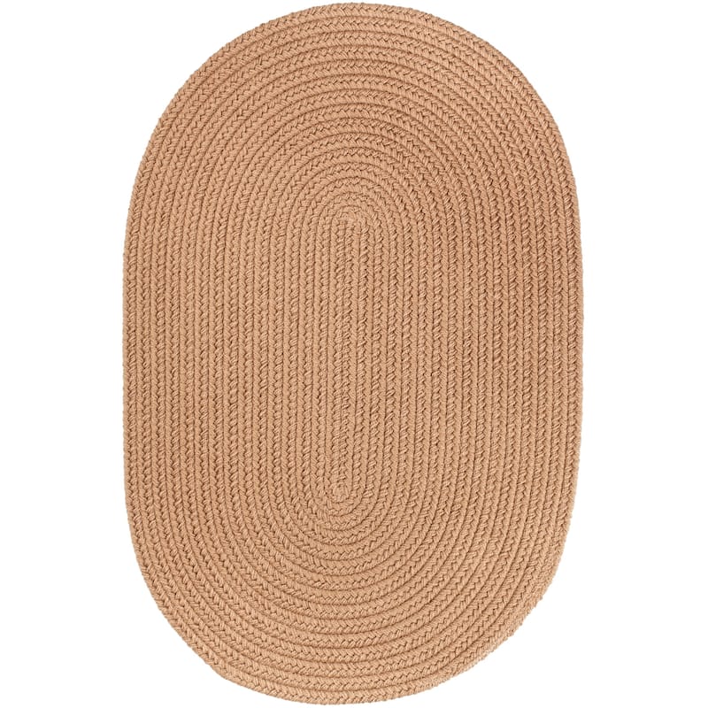 Rhody Rug Madeira Indoor/ Outdoor Braided Rounded Area Rug - Camel - 8' x 11' Oval
