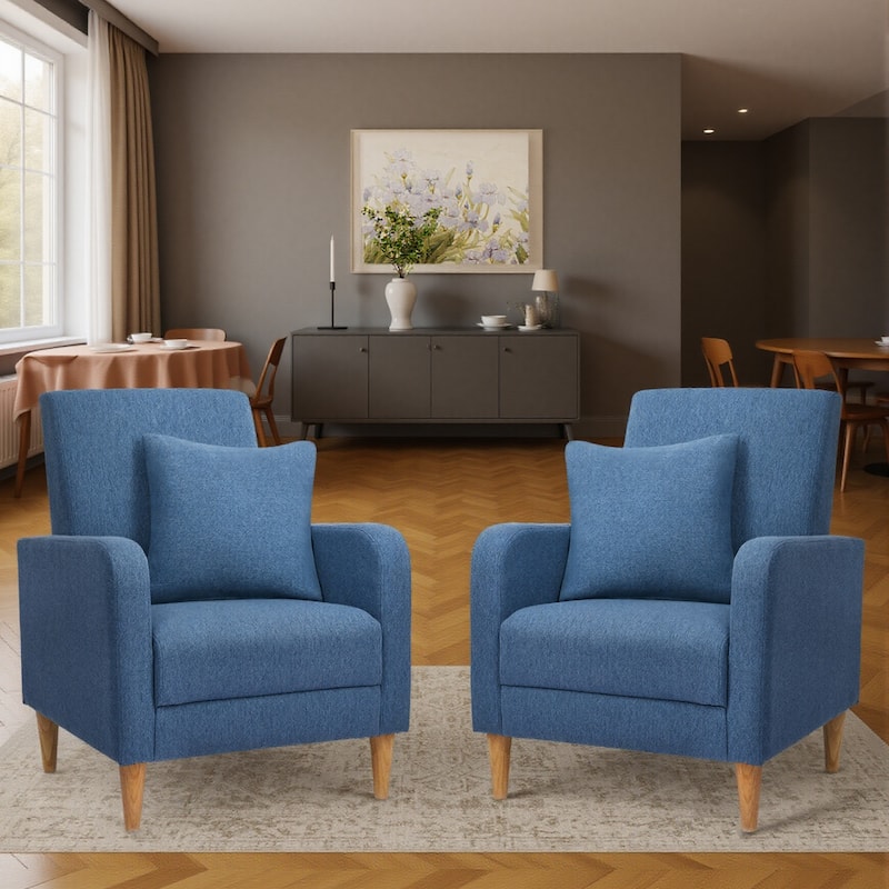 Fabric/Leather Modern Accent Chairs with Lounge Seat - set of 1 - Blue-F