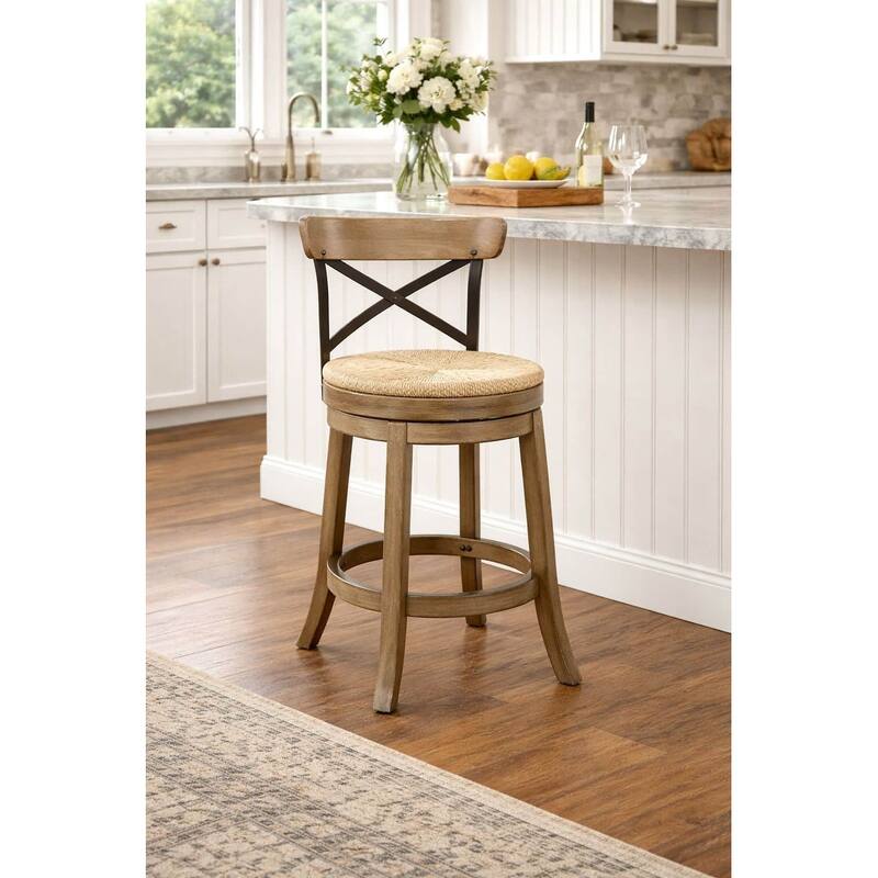 Myrtle Swivel Counter Stool - Wheat Wire-Brush
