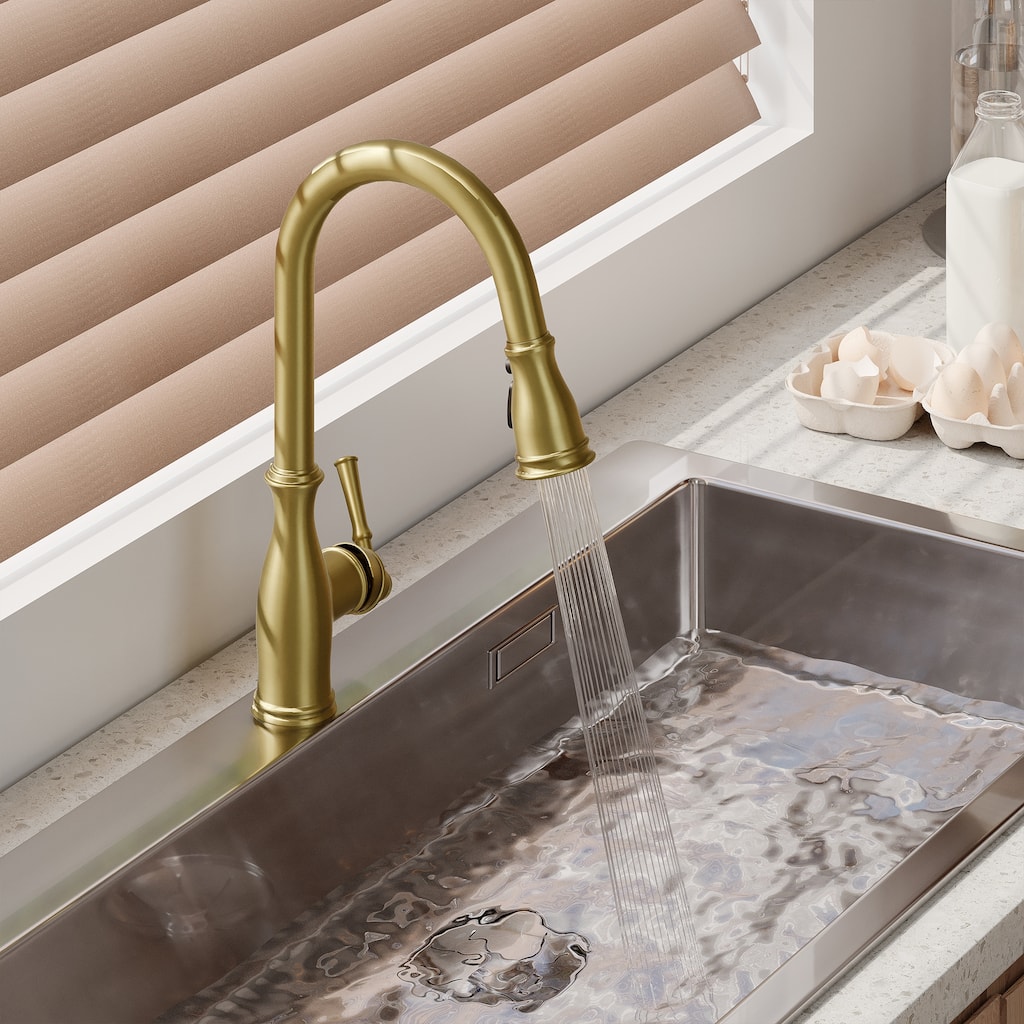 3-Function Stainless Steels Pull-Down Kitchen Faucet