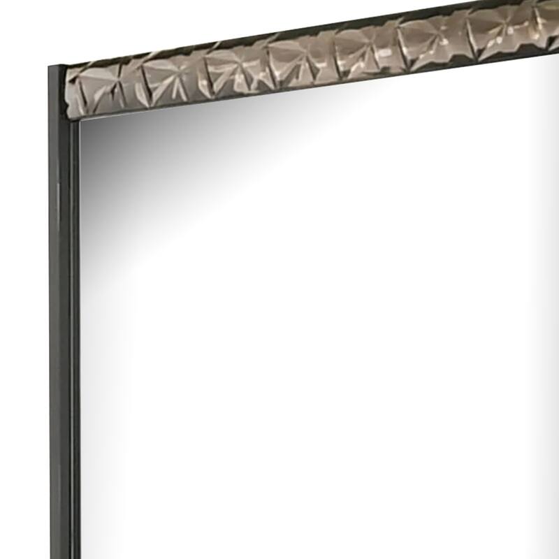 Zara 36x40 Dresser Mirror, Rectangular, Chrome Geo Molding, Ash Gray - Ash Gray, Chrome