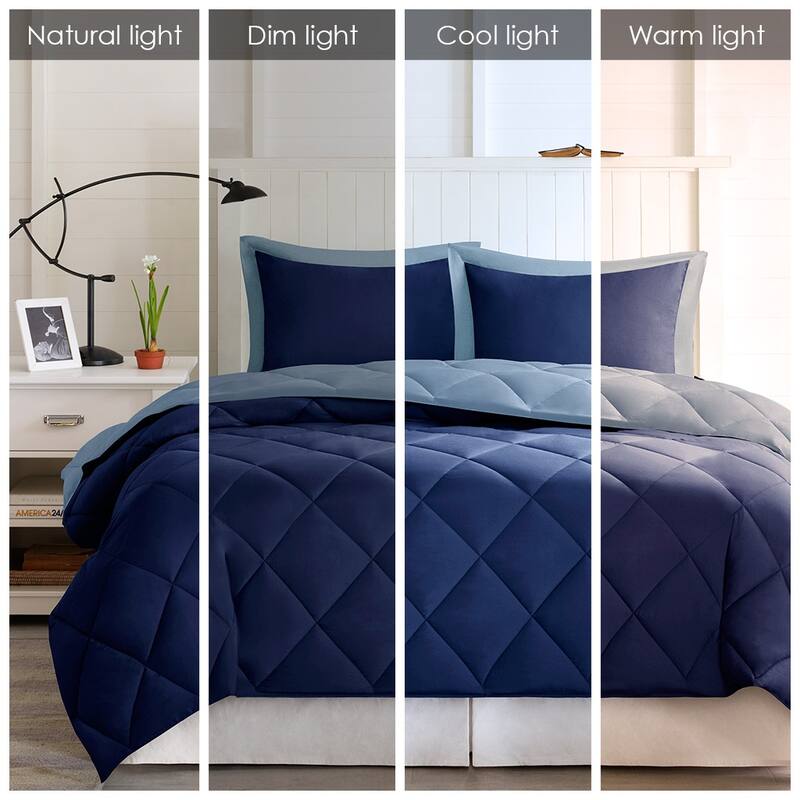 Full Queen 3M Scotchgard Diamond Quilting Reversible Down Alternative Comforter Set
