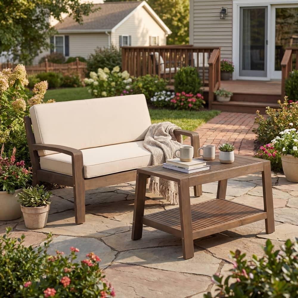 Grenada Acacia Loveseat Coffee Table Set by Christopher Knight Home