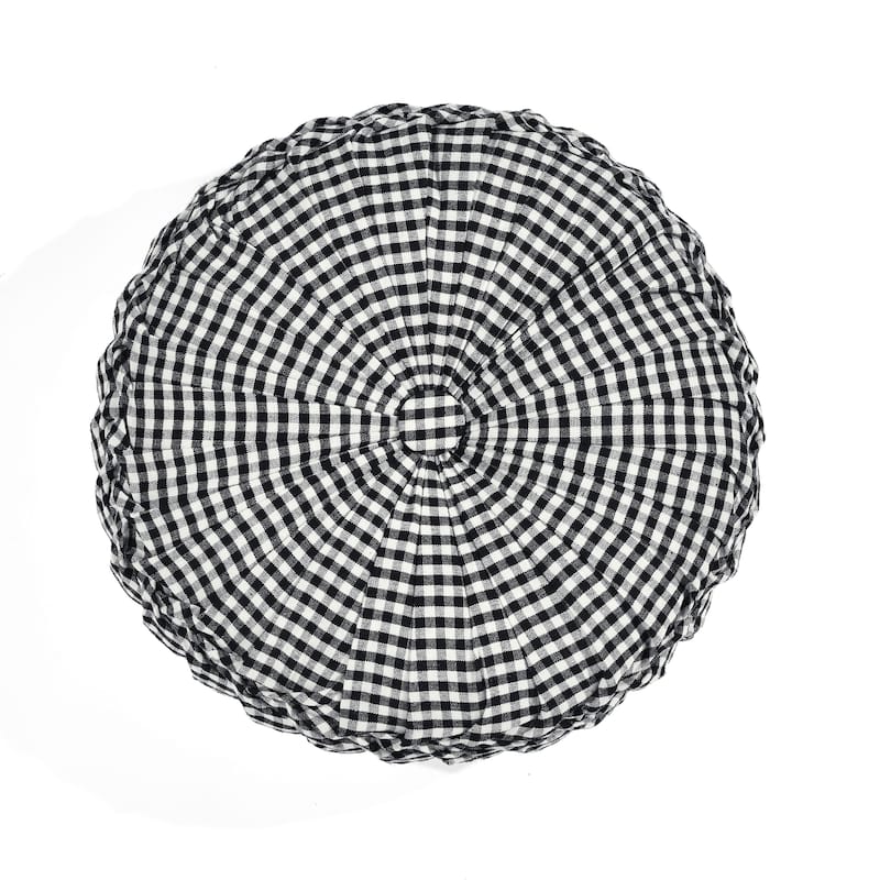 Lush Decor Gingham Check Yarn Dyed Pleated 14 inch Decorative Throw Pillow - Off-White & Black
