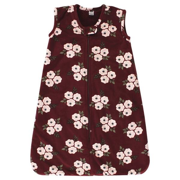 slide 1 of 1, Hudson Baby Infant Girl Plush Faux Fur Sleeping Bag, Wearable Blanket, Burgundy Floral 0-6 Months - Burgundy Floral
