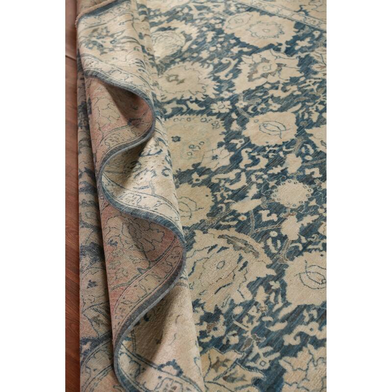 Blue Vegetable Dye Ziegler Oriental Area Rug Hand-Knotted Wool Carpet - 8'4"x 9'9"