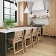 preview thumbnail 41 of 58, Nathan James Cohen Faux Leather Counter or Bar Height Stool, Solid Wood Frame with Footrest and Woven Leather Back