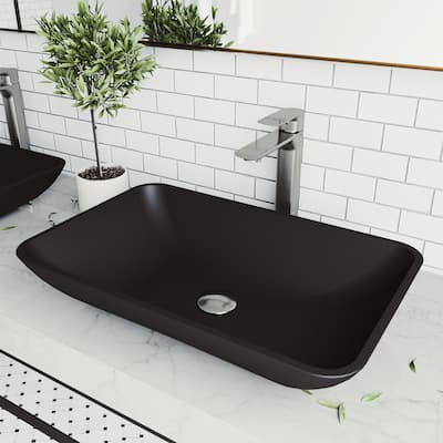 Vigo Hadyn 22" Rectangular Glass Vessel Bathroom Sink