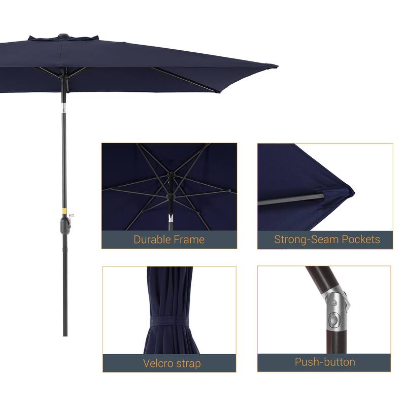 LIVOOSUN 6x9Ft Patio Market Umbrella Weather-Resistant Table Umbrella