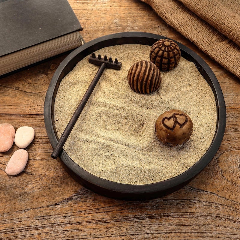 NOVICA Meditation Romance, Wood zen garden
