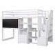 preview thumbnail 7 of 26, Twin Loft Bed with 4-Tier Built-in Shelves, Pull-Out Desk, Storage Stairs, Blackboard Slat Support Loft Bed for Kids Teens