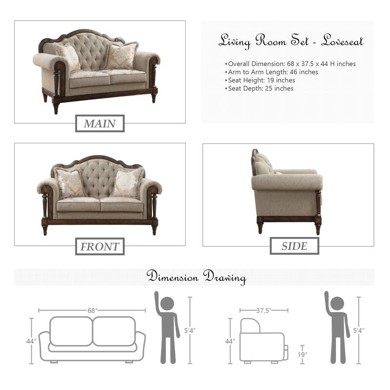 Tasse 3-Piece Living Room Set