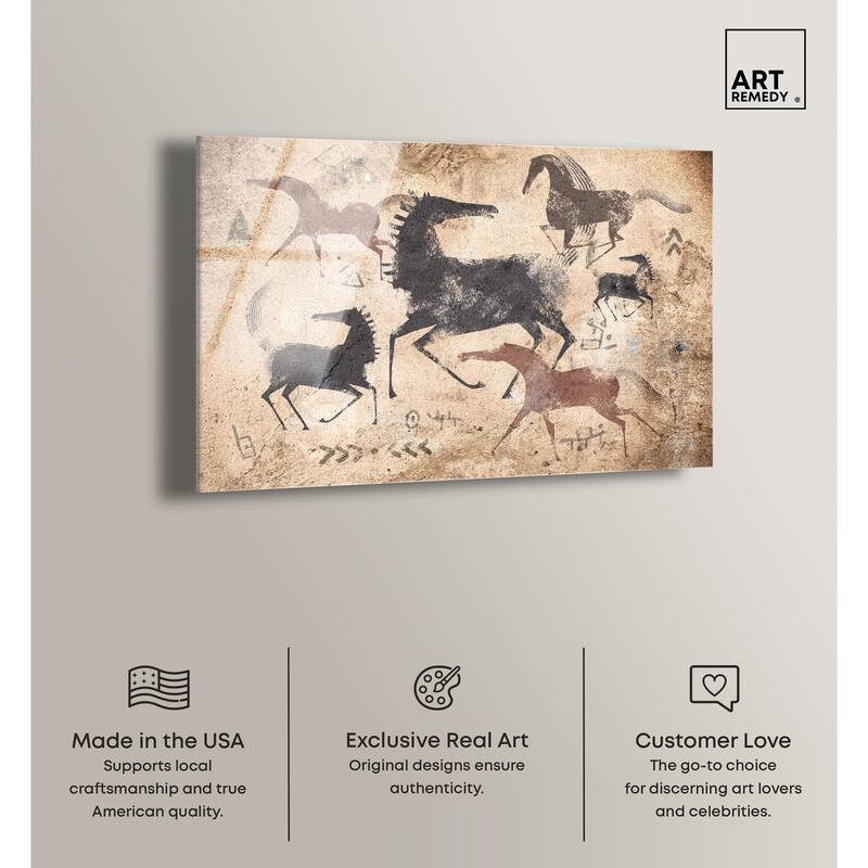 Cave Drawing Horses Acrylic by Art Remedy, Ready to Hang
