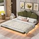 preview thumbnail 8 of 28, Full/Queen Size Upholstery LED Floating Bed with Headboard and Support Legs Queen Size Green