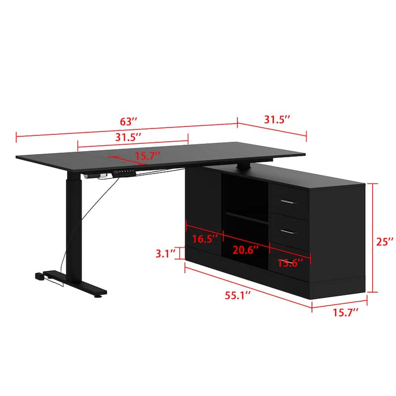 Office Solution: 63" Standing Desk Electric Lift Computer Desk White