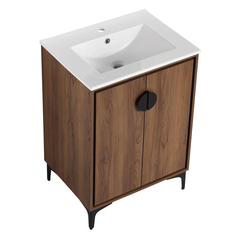 30-Inch Bathroom Vanity with Double Doors, Engineered Wood Cabinet, Floor-to-Ceiling Design, Ample Storage Space