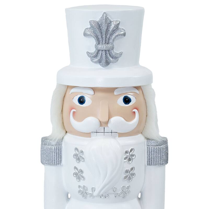 Sunnydaze Sterling the Silver Christmas Nutcracker Statue - 37" H - Set of 2