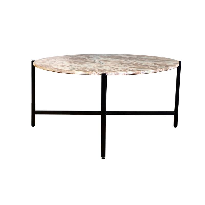 Marble Nesting Table with Metal Frame 17 Inch Height Space-Saving Modern Side Table