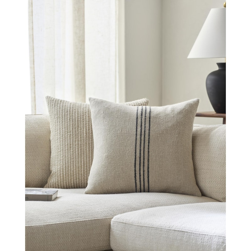 Becki Owens x Livabliss Modern Brett Lumbar Pillow Cover only - 18"L x 18"W - Cover Only - Light Brown/Black