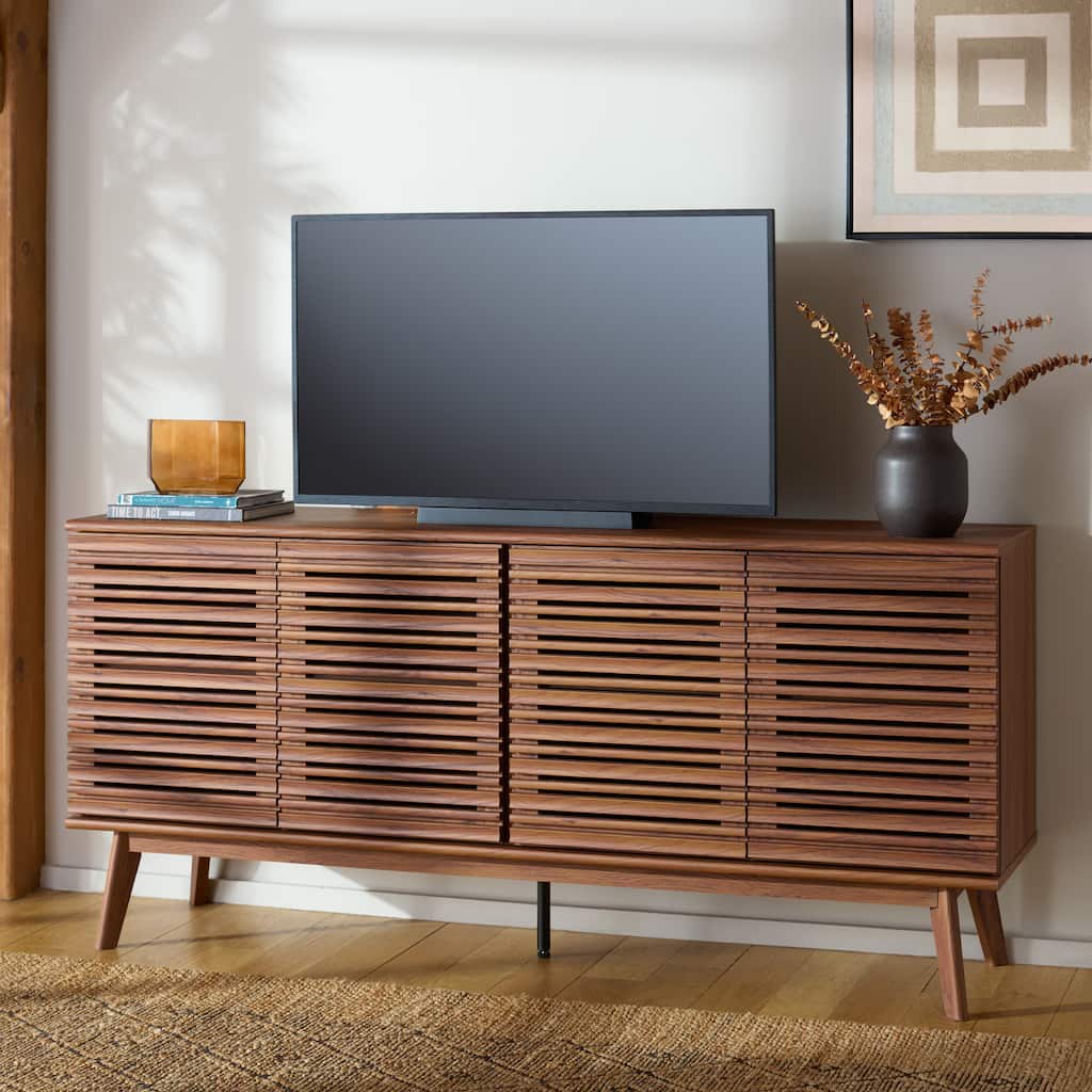 SAFAVIEH Atlantes Large 4-Door 4-Shelf Entertainment Media Stand for TVs up to 75" - 72"W x 18"D x 33"H