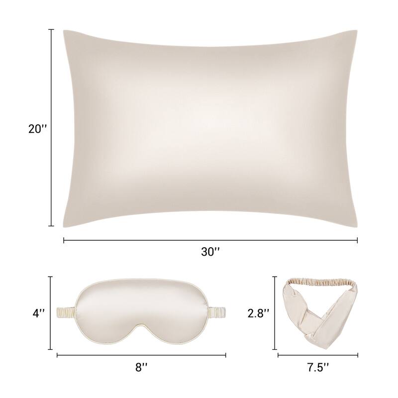Breathable Pillow Case with Envelope Pillowcases w Eye Mask, Hair Band