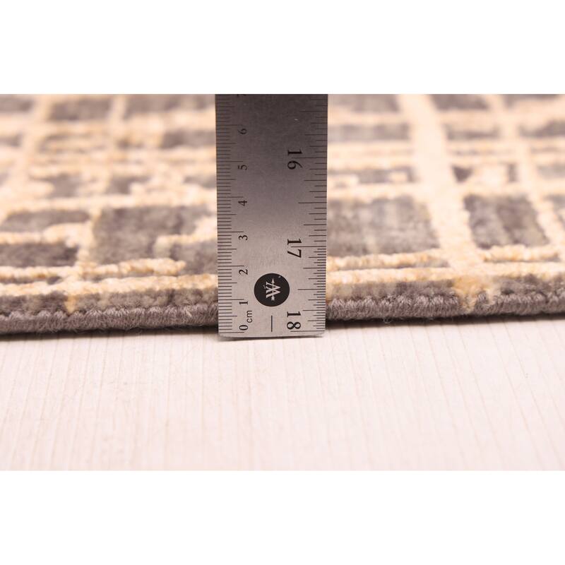 ECARPETGALLERY Hand-knotted Legacy Beige, Dark Grey Silk, Wool Rug - 2'6 x 10'2