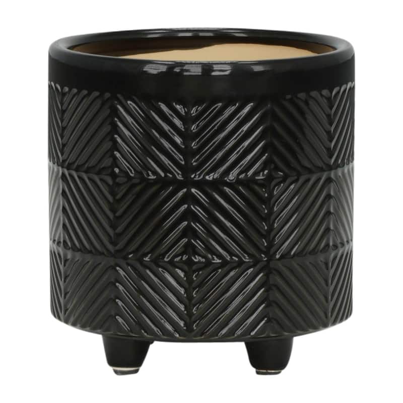 6/8" Ceramic Textured Planters,Set of 2