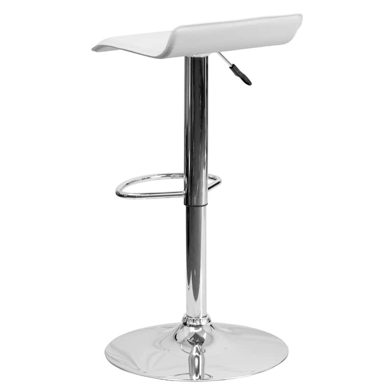 2 Pack Contemporary Vinyl Adjustable Height Barstool with Solid Wave Seat - 15"W x 15"D x 25.5" - 34"H