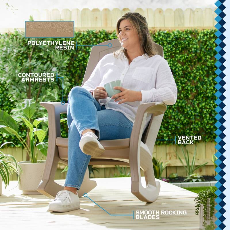 Semco Plastics Rockaway Heavy Duty All-Weather Outdoor Rocking Chair, Green - 26