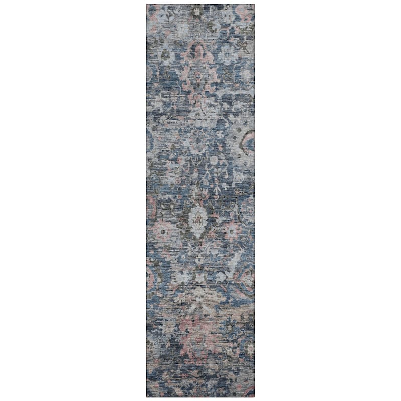 Machine Washable Indoor/ Outdoor Vintage Traditional Chantille Rug