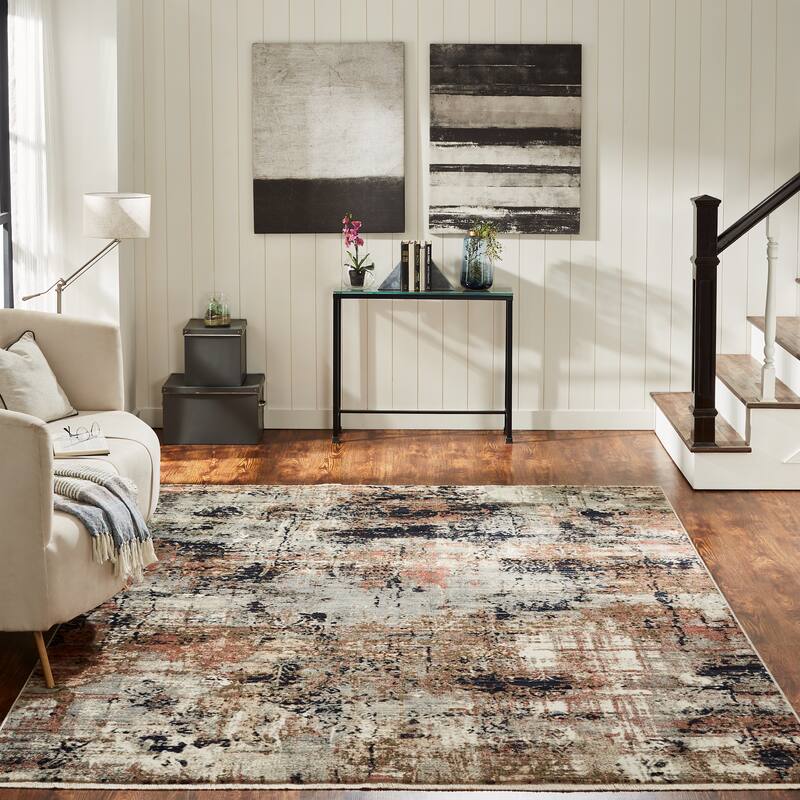 Cool Grey/Spice Abstract Area Rug
