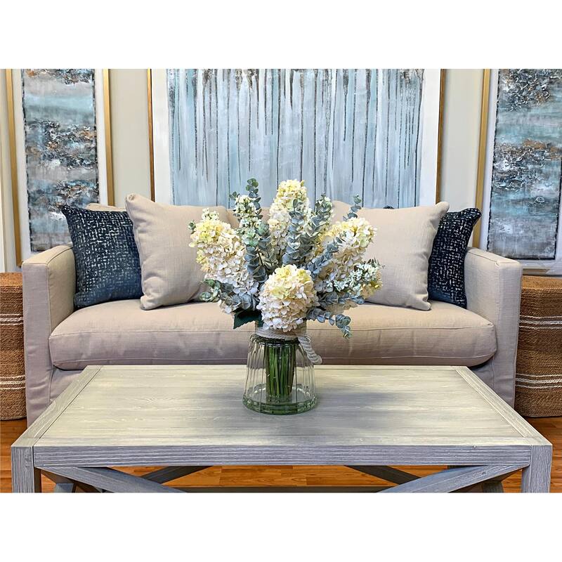 Cone Hydrangeas and Eucalyptus Arrangement