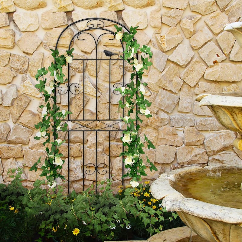 70.8" H x 19.7" W Metal Garden Trellis with Black Coating - 70.8" X 19.6"