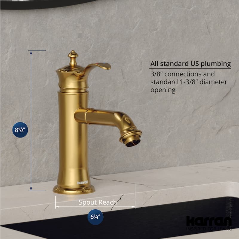 Karran Vineyard KBF470 Single-Handle Single Hole Basin Bathroom Faucet with Matching Pop-up Drain