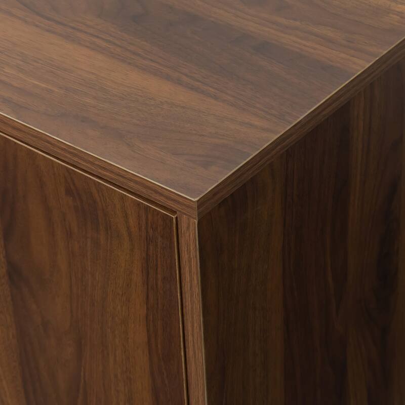 Modern TV Stand Stylish TV Stand with 1 Storage, 4 Solid Wood Legs, and 3 Shelves, for Living Room, Walnut