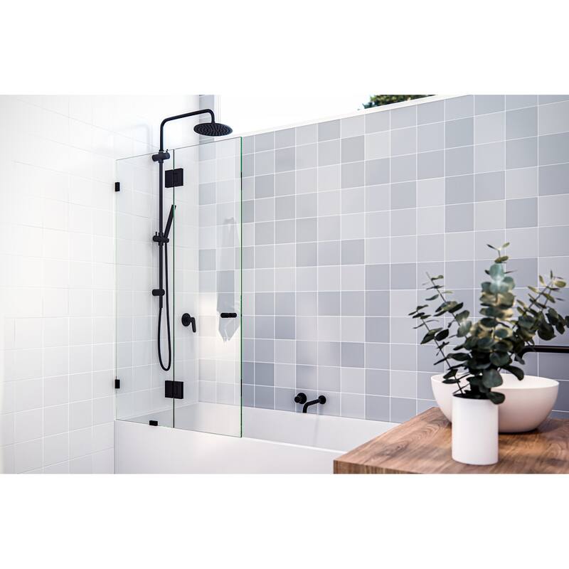 Glass Warehouse GW-B-GH-34 Halo 58" High x 34" Wide Hinged Frameless - Matte Black