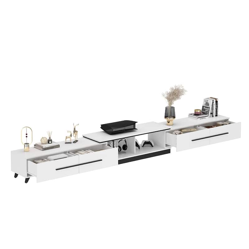 Extendable Modern TV Stand for TVs up Black/White Living Room Table