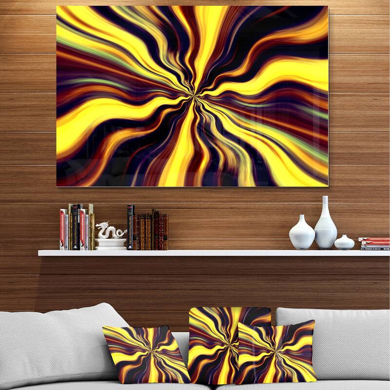 Designart 'Yellow Purple Black Fantasy' Abstract Digital Art Metal Wall Art
