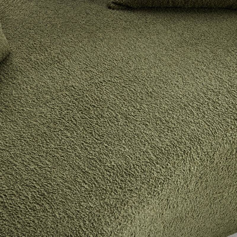 Curved Loveseat Sofa with 2 Pillows, Full Compression Sponge Boneless Floor Couch, Teddy Velvet Upholstered Cloud Couch