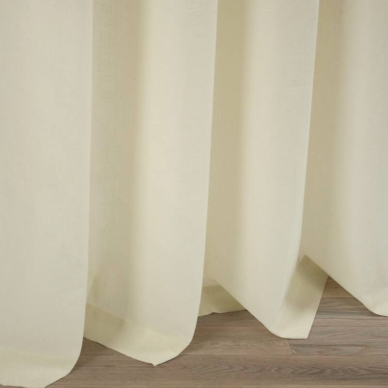 Lush Decor Belgian Flax Prewashed Linen Rich Cotton Blend Window Curtain Panel Single