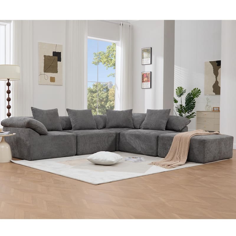 142" L Shaped Modular Sectional Sofa No Assembly