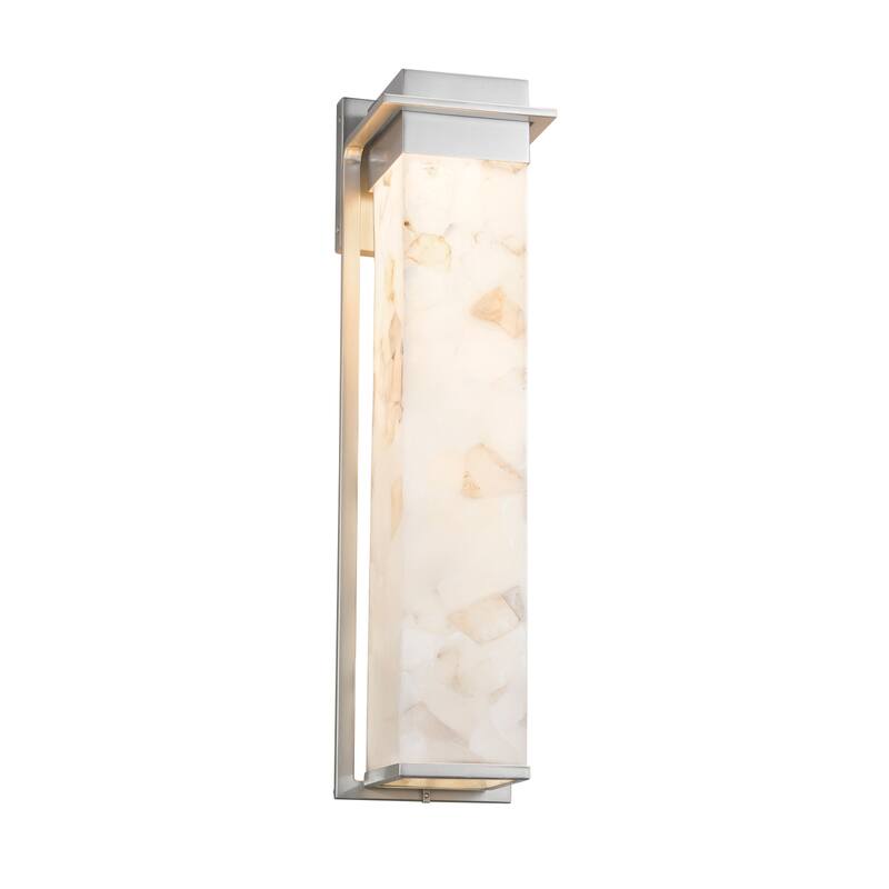 Justice Design Alabaster Rocks! Pacific Brushed Nickel 24-inch LED Outdoor Wall Sconce, Alabaster Rocks Shade - Brushed Nickel