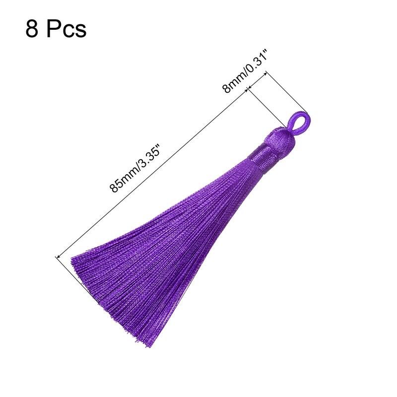 3.7" Silky Bookmark Tassels with Loop for DIY Craft Accessory - Dark Purple - 8Pcs