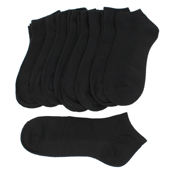 Unique Bargains Man Stretch Ribbed Sports Ankle Socks Black 10 Pairs