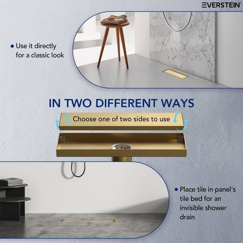 12-inch Linear Shower Drain With Solid Cover in Stainless Steel