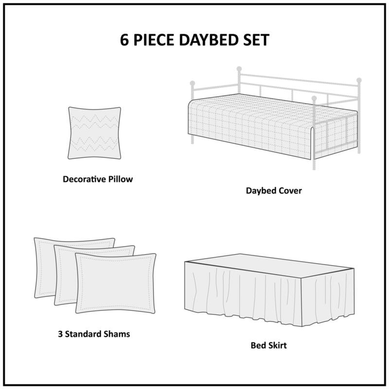 6 Piece Reversible Scalloped Edge Daybed Cover Set Seafoam Daybed