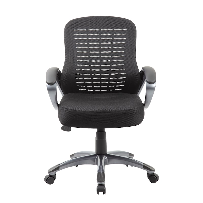 Rolling High Back Office Chair, Black Mesh and Vinyl, Lumbar Support