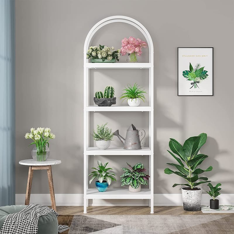 4-Tier Arched Bookshelf 70.8", Storage Shelves, Metal Frame